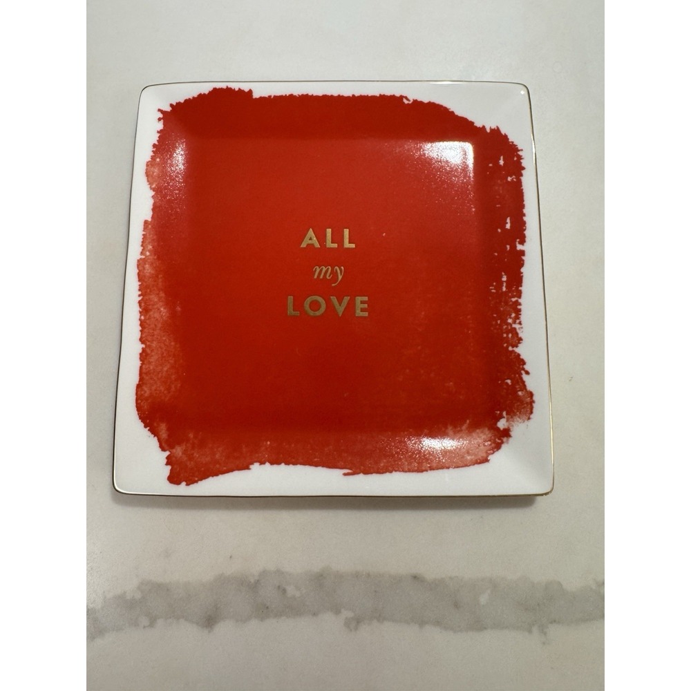 Kate Spade X Lenox Posy Court 6" Square Dish All My Love Red Jewelry Catch all